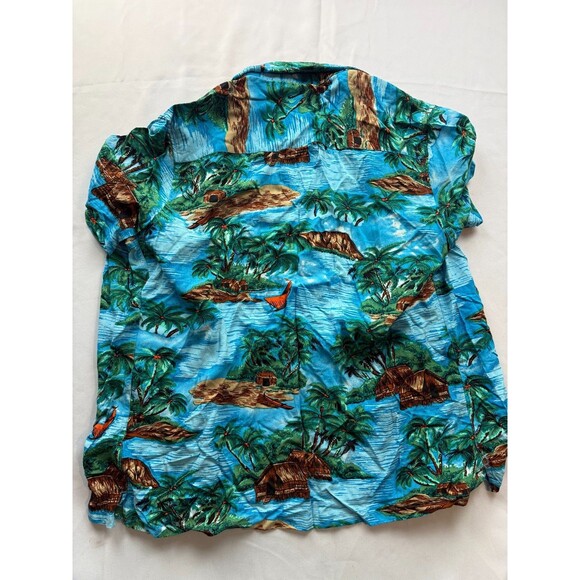 Aeropostale Mens Hawaiian Palm Trees Print The Resort Shirt Size Large Blue - Picture 6 of 6